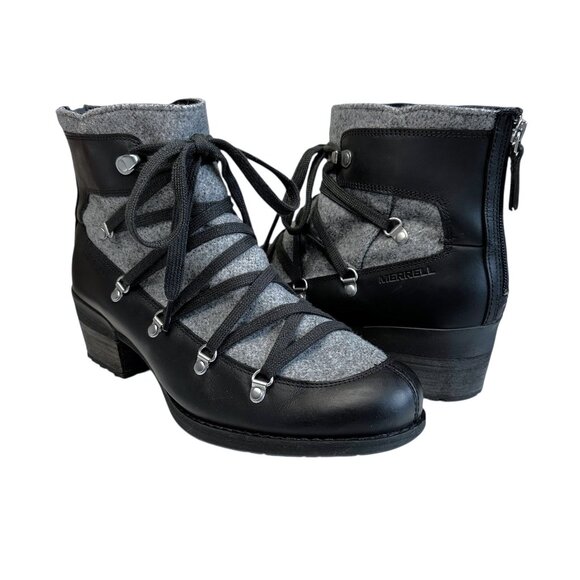 Merrell Shoes - Merrell Shiloh II Warm Boot in Black Leather and Gray Felt
